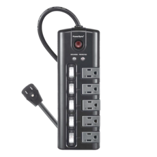 PowerSync 包爾星克 5開5插防雷擊旋轉插座延長線 TS5X0018, 1.8m, 黑色, 1個