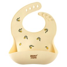 PaPa 幼兒用矽膠防水副食品圍兜, 1個, 1個, 香草檸檬