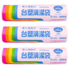 台塑 實心捲取式清潔袋 45L 65x75cm 30入 家庭用, 3捲