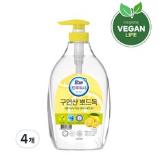 참그린 트루워시 구연산 뽀드득 주방세제 레몬향, 1kg, 4개