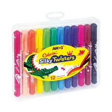 AMOS 阿摩司 Colorix Silky Twisters 細款神奇水蠟筆 12色, 1盒