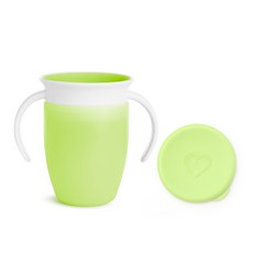 먼치킨 미라클 360 손잡이컵 뚜껑 세트, 그린, 1세트, 207ml