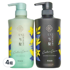 Kracie 綠款護色洗髮潤髮乳480ml 檸檬櫻花香4入組, 染後護色修護毛躁, 4組