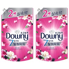 다우니 고농축 섬유유연제 7일 탈취파워 목련과 베리 리필, 1.6L, 2개