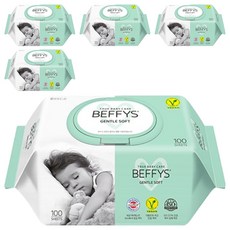 베피스 아동용 젠틀 소프트 물티슈 캡형, 60g, 100매, 5개