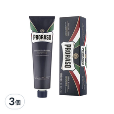PRORASO 刮鬍膏 保濕 麝香 藍標 150ml, 3個