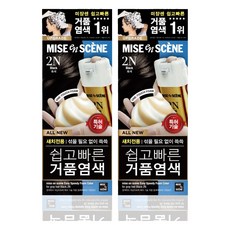 미쟝센 쉽고 빠른 거품 새치전용 염모제, 2N흑색, 2개