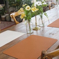
                                                        까사재클린 양면 방수 가죽 식탁 테이블 매트 사각 2종 x 2p, 브라운 + 크림, 카멜 + 블랙, 가로세로(450x300mm)
                                                    
