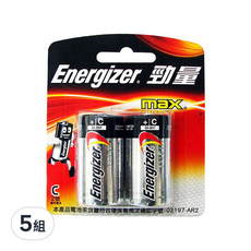 Energizer 勁量 MAX 鹼性電池 2號，10年保質期, 2顆, 5組