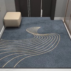 簡約水晶絨玄關踏墊, 5-6mm厚度, 可水洗, 金色流線, 1個, 90 x 60cm