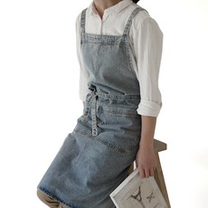 Rosie 絲帶牛仔圍裙, 牛仔圍裙 - 淺藍色, 1個