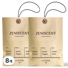 제니센트 퍼퓸 사쉐 옷장방향제 라 플레르, 40g, 8개