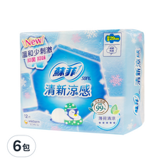 SOFY 蘇菲 清涼薄荷 清新涼感衛生棉, 29cm, 12片, 6包