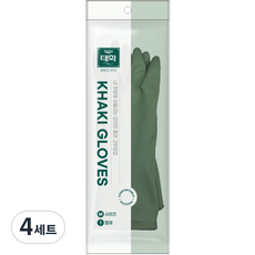 태화 컬러 고무장갑 양손세트, 카키, 중(M), 4세트
