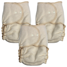 Babee Greens Fitted夜用布尿褲, 有機棉款, 新生兒 (3kg-6kg), 原色, 3件