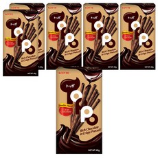 LOTTE Toppo 可可巧克力口味夾心餅乾棒，濃郁巧克力，酥脆椒鹽卷餅，40g, 6盒