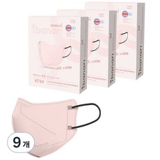 아이바나리 에어황사방역용 마스크 중형 KF94, 10개입, 9개, 베이비핑크