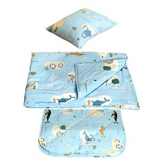 EmBrace 英柏絲 Tencel天絲 兒童三件組 嬰兒午睡必備 - 白兔與熊, 枕頭45 x 35cm + 涼被120 x 150cm + 睡墊75 x 135cm