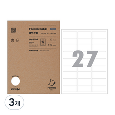 Formtec 條碼用標籤紙 LQ-3104, 27格, 60個