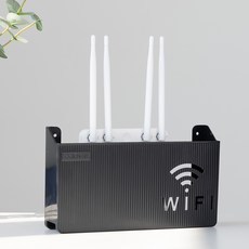 Make Mine免打孔Wifi分享器收納盒機上盒收納盒, 1個, 黑色