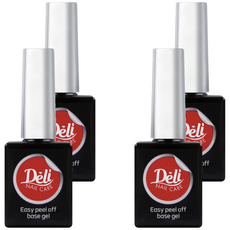 Deli Beauty 輕鬆卸甲可剝式美甲底層凝膠 10ml, 透明, 4瓶