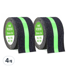 계단 욕실 바닥 논슬립 미끄럼방지 테이프 야광그린 50mm x 5m, 4개 4개