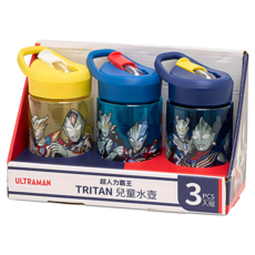 KiKimmy TRITAN 奧特曼兒童水壺3件組, 瓶口5.5cm, 貼心防塵罩, 單手操作, ULTRAMAN 超人力霸王, 400ml, 1組