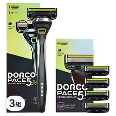 DORCO PACE 5 Style 基本入門刮鬍刀組, 3組, 刮鬍刀+刮鬍刀片 5入