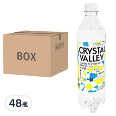 金車 CRYSTAL VALLEY 礦沛 氣泡水 檸檬風味, 高碳酸, 無糖, 無熱量, 585ml, 48瓶