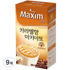 맥심 카페 카라멜향 마키아또 일반커피믹스 스틱형, 13g, 10개입, 9개