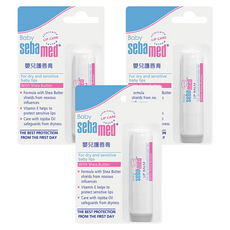 sebamed 施巴嬰兒護唇膏, 含乳木果油，適用於乾燥和敏感的嬰兒嘴唇, 4.8g, 3支