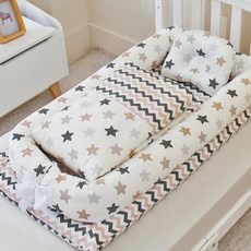 Kori Deer 可莉鹿 便攜式可折疊純棉多功能床中床 附被子, 繽紛星空咖