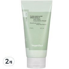 비건이펙트 클린 앤 글로우 청보리 LHA 여드름완화 딥 클렌징 폼, 165ml, 2개