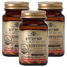 SOLGAR 葉酸補充錠 800mcg, 100顆, 3罐