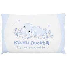 KU.KU Duckbill 酷咕鴨 俏皮初生枕，尺寸23x35公分，特級親水性處理，透氣舒適，柔軟, 23 x 35cm, 藍色, 1個