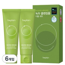 비플레인 녹두 약산성 클렌징폼 더블 세트, 80ml, 6개