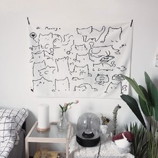Hoom禾馨生活 貓貓的一天韓國掛布 寬150*高130 cm, 150 x 130cm, 貓貓的一天
