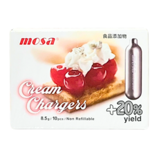 mosa 奶油槍 N2O氣彈 8.5g 10支/盒, 食品添加物, 1盒