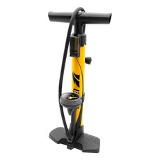 BV Mini 直立式單車打氣筒，最高胎壓160PSI，超大氣壓表，適用美式/法式氣嘴，球針&充氣噴嘴, 芥末黃色, 1個