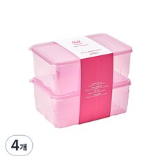 땡스소윤 냉동실 전용 밀폐용기 5호 핑크, 4개, 밀폐용기 2p