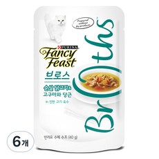 팬시피스트 브로스 고양이 간식 파우치, 닭고기 + 고구마 + 당근 + 진한 고기 육수 혼합맛, 40g, 6개