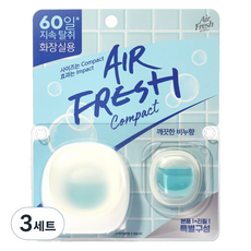 에어후레쉬 컴팩트 비치형 화장실용 방향제 깨끗한 비누향 본품 6ml + 리필 6ml 세트, 3세트