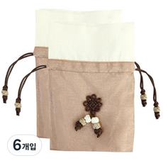 해피툴 매듭 복주머니, 갈색, 6개