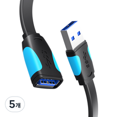 벤션 칼국수형 USB 3.0 고속 연장케이블 블랙, 5개, 2m