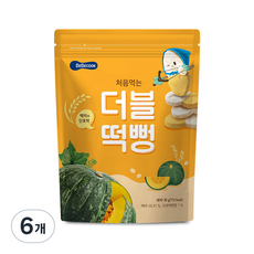 베베쿡 처음먹는 더블떡뻥, 백미 + 단호박 혼합맛, 30g, 6개