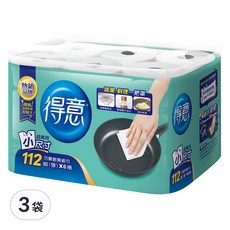 得意 金得意系列 巧撕廚房紙巾 Set 6捲, 強韌度提升33% 濕擦不易破, 10倍吸水量 20倍吸油力, 3袋