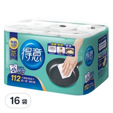 得意 金得意系列 巧撕廚房紙巾 Set 6捲, 強韌度提升33% 濕擦不易破, 10倍吸水量 20倍吸油力, 16袋