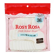 ROSY ROSA NBR 化妝海綿, 圓型 & 方型, 粉底/遮瑕用, 30個入, #845528, 1包