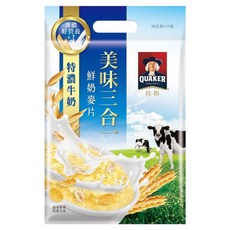 QUAKER 桂格 特濃牛奶3合1麥片 10包, 280g, 1袋