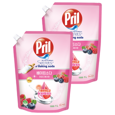 Pril 淨麗 小蘇打洗碗精補充裝 莓果香, 1L, 2包